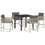 Conjunto de Comedor de Jardín 5 pcs Gris Claro ratán sintético