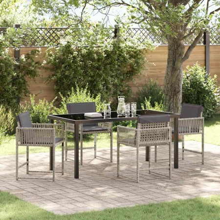 Conjunto de Comedor de Jardín 5 pcs Gris Claro ratán sintético