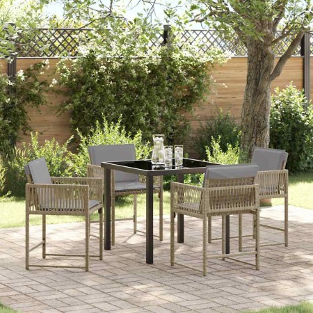 Conjunto de Comedor de Jardín 5 pcs Beige ratán sintético