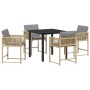 Conjunto de Comedor de Jardín 5 pcs Beige ratán sintético