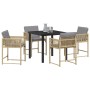 Conjunto de Comedor de Jardín 5 pcs Beige ratán sintético
