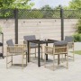 Conjunto de Comedor de Jardín 5 pcs Beige ratán sintético