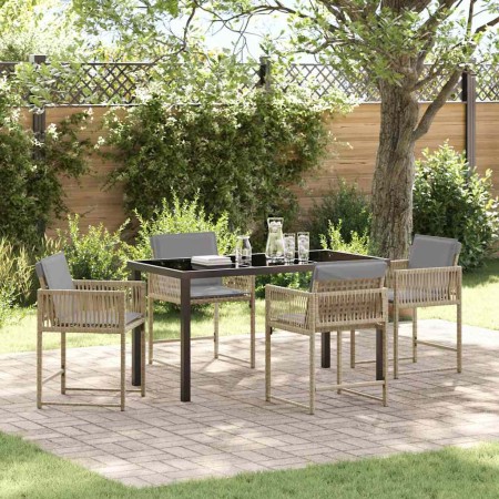 Conjunto de Comedor de Jardín 5 pcs Beige ratán sintético