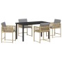 Conjunto de Comedor de Jardín 5 pcs Beige ratán sintético
