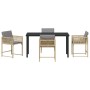 Conjunto de Comedor de Jardín 5 pcs Beige ratán sintético