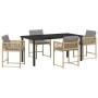 Conjunto de Comedor de Jardín 5 pcs Beige ratán sintético