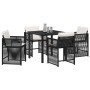 Conjunto de Comedor de Jardín 5 pcs Negro ratán sintético