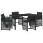 Conjunto de Comedor de Jardín 5 pcs Negro ratán sintético