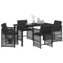 Conjunto de Comedor de Jardín 5 pcs Negro ratán sintético