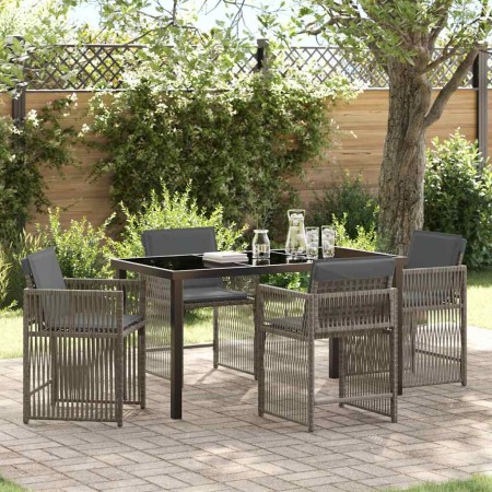 Conjunto de Comedor de Jardín 5 pcs Gris ratán sintético