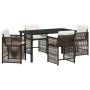 Conjunto de Comedor de Jardín 5 pcs Marrón ratán sintético