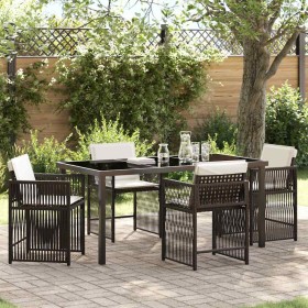 Conjunto de Comedor de Jardín 5 pcs Marrón ratán sintético