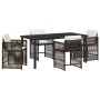Conjunto de Comedor de Jardín 5 pcs Marrón ratán sintético