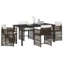 Conjunto de Comedor de Jardín 5 pcs Marrón ratán sintético