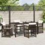 Conjunto de Comedor de Jardín 5 pcs Marrón ratán sintético