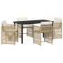 Conjunto de Comedor de Jardín 5 pcs Beige ratán sintético