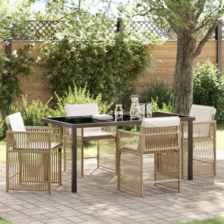 Conjunto de Comedor de Jardín 5 pcs Beige ratán sintético