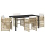 Conjunto de Comedor de Jardín 5 pcs Beige ratán sintético