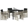 Conjunto de Comedor de Jardín 5 pcs Gris Claro ratán sintético