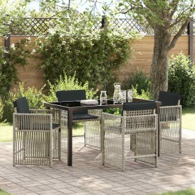 Conjunto de Comedor de Jardín 5 pcs Gris Claro ratán sintético