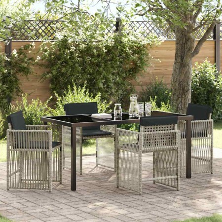 Conjunto de Comedor de Jardín 5 pcs Gris Claro ratán sintético
