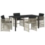 Conjunto de Comedor de Jardín 5 pcs Gris Claro ratán sintético