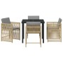 Conjunto de Comedor de Jardín 5 pcs Beige ratán sintético