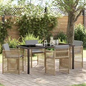 Conjunto de Comedor de Jardín 5 pcs Beige ratán sintético