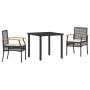 Conjunto de Comedor de Jardín 3 pcs Negro ratán sintético