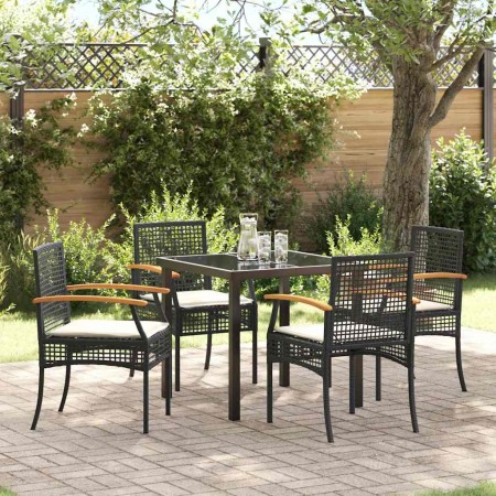 Conjunto de Comedor de Jardín 5 pcs Negro ratán sintético