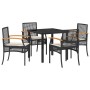 Conjunto de Comedor de Jardín 5 pcs Negro ratán sintético