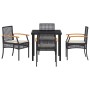 Conjunto de Comedor de Jardín 5 pcs Negro ratán sintético