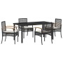 Conjunto de Comedor de Jardín 5 pcs Negro ratán sintético