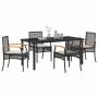 Conjunto de Comedor de Jardín 5 pcs Negro ratán sintético