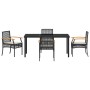 Conjunto de Comedor de Jardín 5 pcs Negro ratán sintético