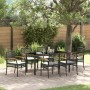 Conjunto de Comedor de Jardín 7 pcs Negro ratán sintético