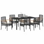 Conjunto de Comedor de Jardín 7 pcs Negro ratán sintético