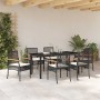 Conjunto de Comedor de Jardín 7 pcs Negro ratán sintético