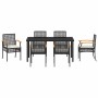 Conjunto de Comedor de Jardín 7 pcs Negro ratán sintético