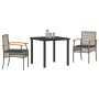 Conjunto de Comedor de Jardín 3 pcs Gris ratán sintético