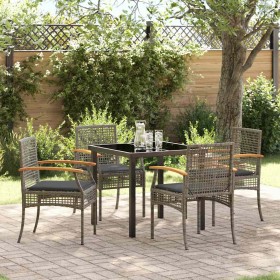 Conjunto de Comedor de Jardín 5 pcs Gris ratán sintético