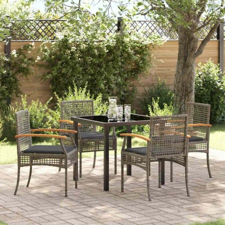 Conjunto de Comedor de Jardín 5 pcs Gris ratán sintético