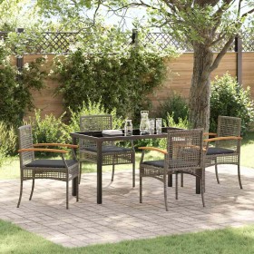 Conjunto de Comedor de Jardín 5 pcs Gris ratán sintético