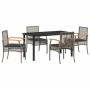 Conjunto de Comedor de Jardín 5 pcs Gris ratán sintético