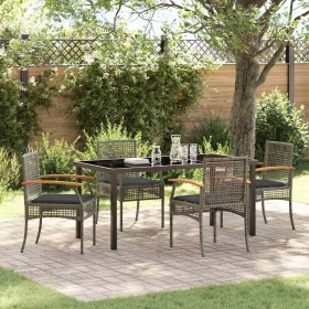 Conjunto de Comedor de Jardín 5 pcs Gris ratán sintético