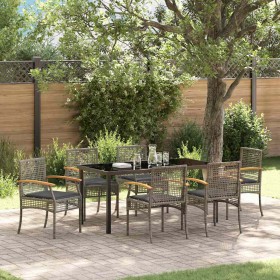 Conjunto de Comedor de Jardín 7 pcs Gris ratán sintético