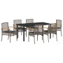 Conjunto de Comedor de Jardín 7 pcs Gris ratán sintético