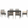 Conjunto de Comedor de Jardín 7 pcs Gris ratán sintético