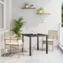Conjunto de Comedor de Jardín 3 pcs Beige ratán sintético