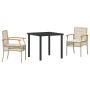 Conjunto de Comedor de Jardín 3 pcs Beige ratán sintético
